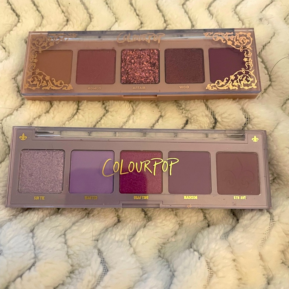 Colourpop Cashmere Forever and Amor eyeshadow palettes.